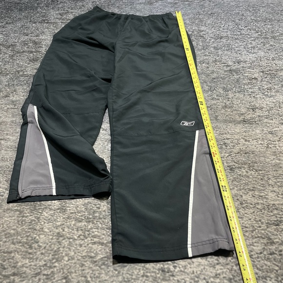 Vintage Y2K Reebok Nylon Track Pants Mens XL Black Gray Baggy Wide Leg - Picture 14 of 16